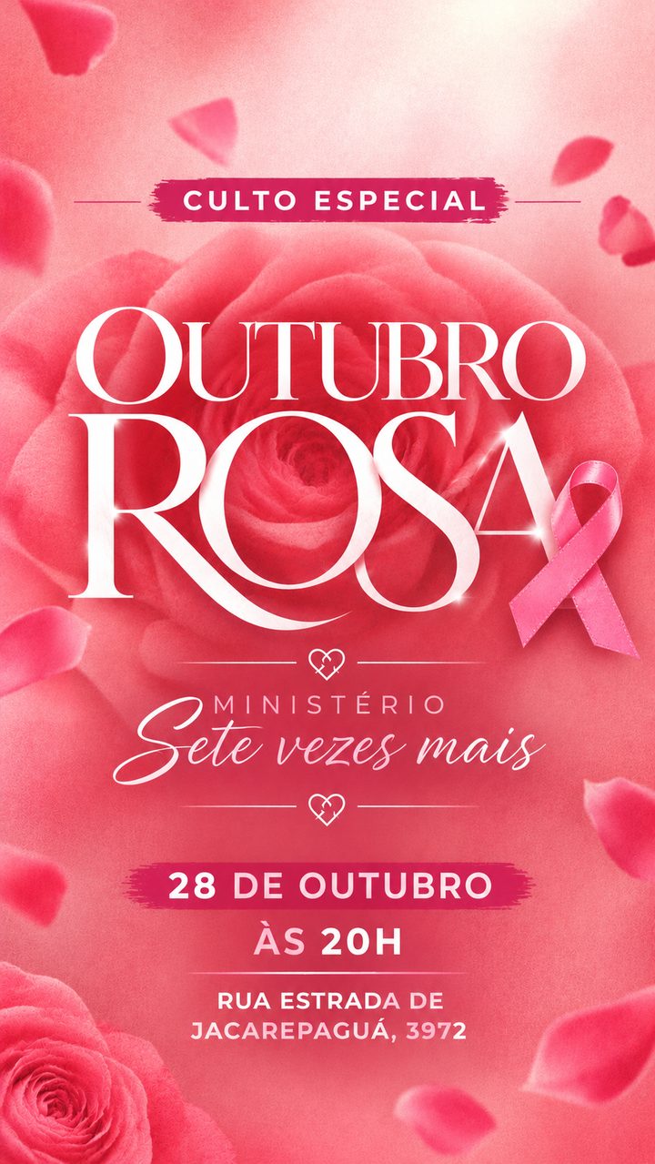 Arte do Culto Especial Outubro Rosa — 28 de outubro às 20h